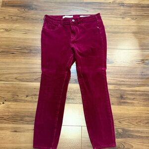 Red velvet skinny jeans